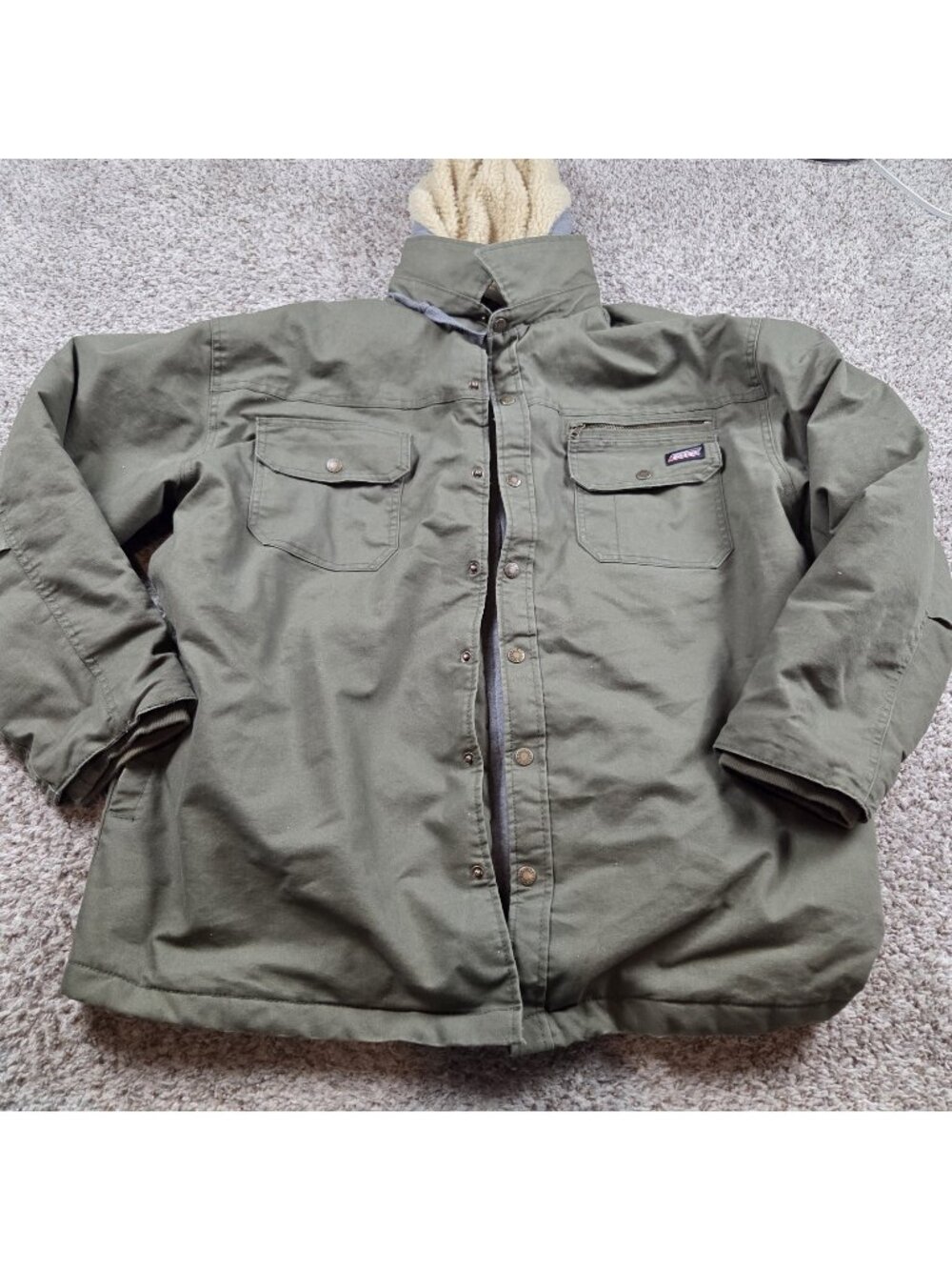 Dickies Jacket Mens 2XL Green Hooded Full Zip Canvas Work Outdoor Quilt Lined